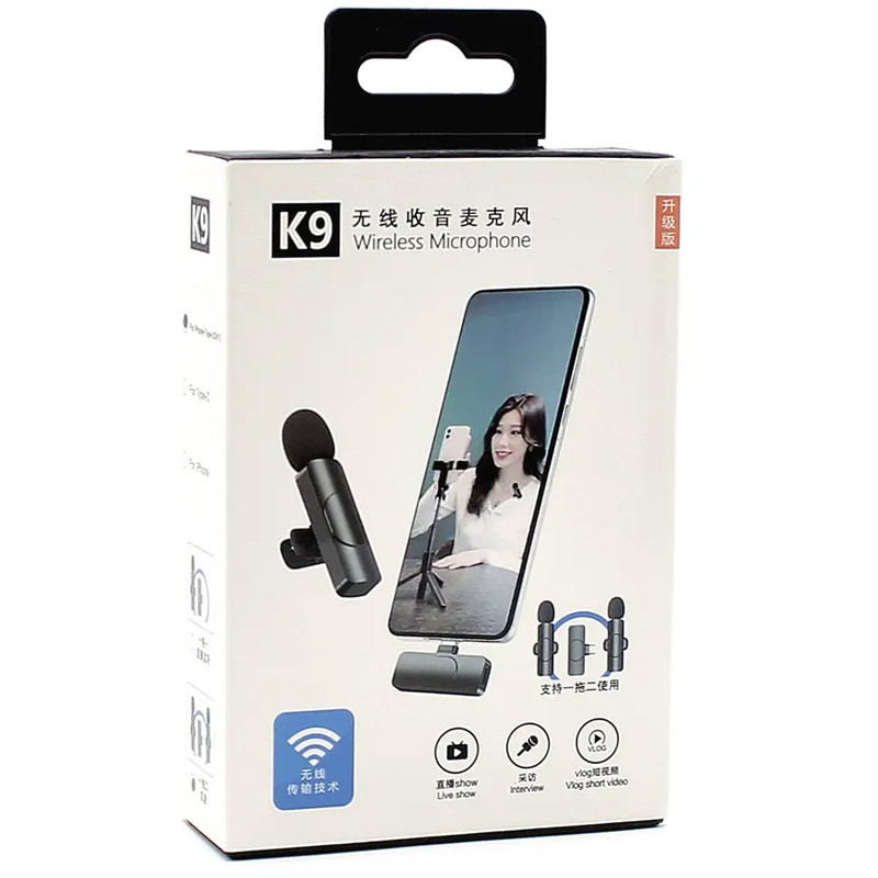 Купить Микрофон петличный для телефона K9 Bluetooth 2in1 USB-C (Black) на vchehle.ua