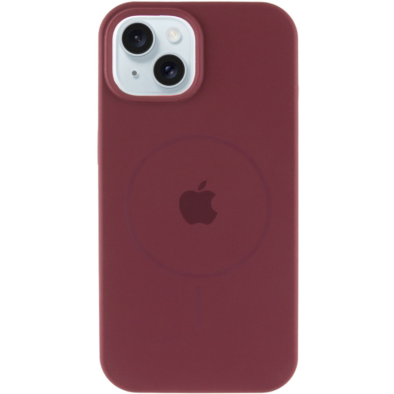 Фото Чохол Silicone Case Full Protective (AA) with Magnetic Safe на Apple iPhone 15 Plus (6.7") (Бордовий / Plum) на vchehle.ua