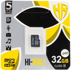 Карта памяти Hi-Rali microSDXC (UHS-3) 32 GB Card Class 10 без адаптера