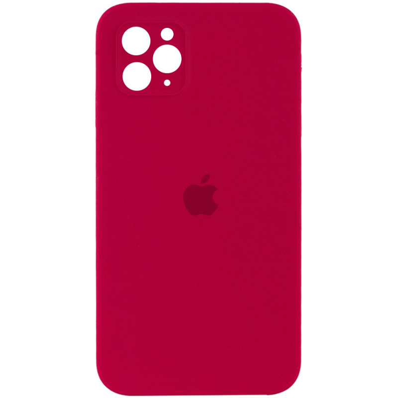 Чехол Silicone Case Square Full Camera Protective (AA) для Apple iPhone 11 Pro (5.8") (Красный / Rose Red)