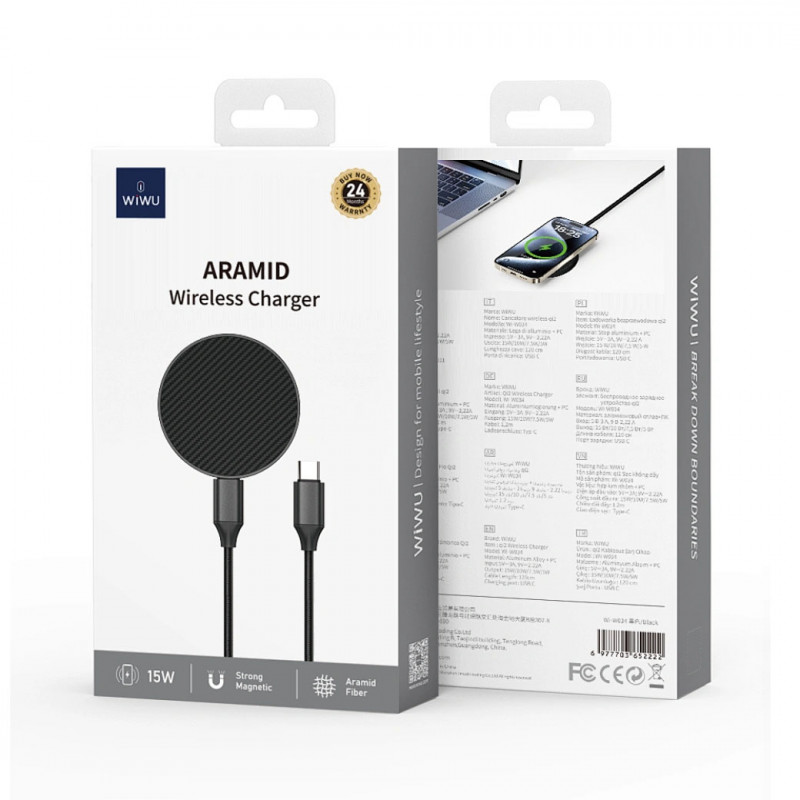 БЗУ WIWU Wi-W034 Aramid Wireless Charger (Black) в магазине vchehle.ua