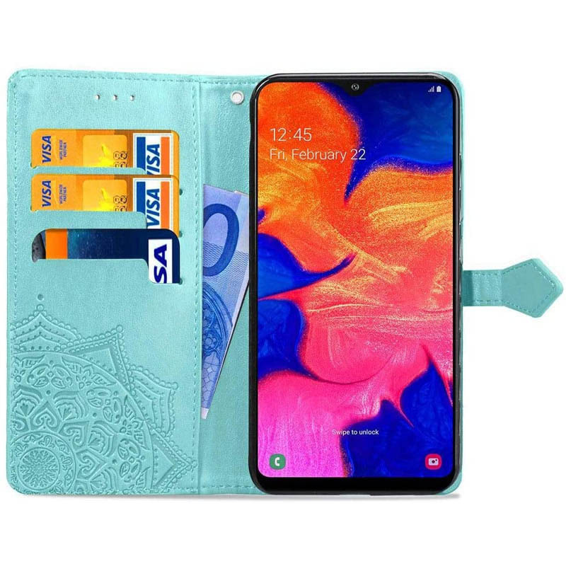 Кожаный чехол (книжка) Art Case с визитницей для Samsung Galaxy A10 (A105F) (Бирюзовый) в магазине vchehle.ua