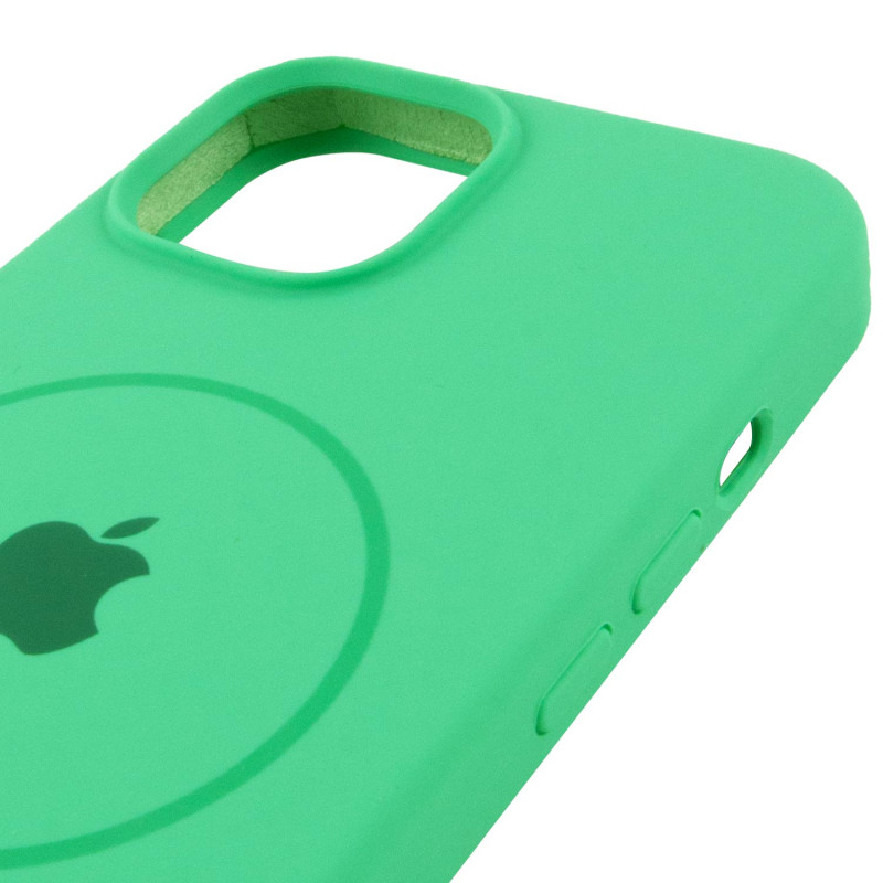 Чохол Silicone Case Full Protective (AA) with Magnetic Safe на Apple iPhone 14 Plus (6.7") (Зелений / Spearmint) в магазині vchehle.ua