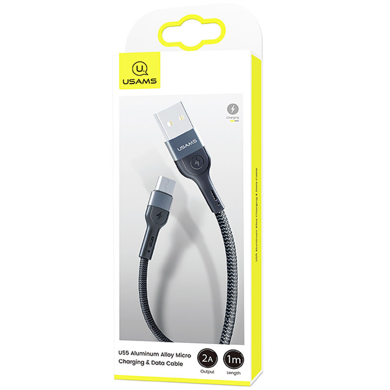 Купить Дата кабель Usams US-SJ450 U55 Aluminum Alloy Braided USB to MicroUSB (1m) (Black) на vchehle.ua