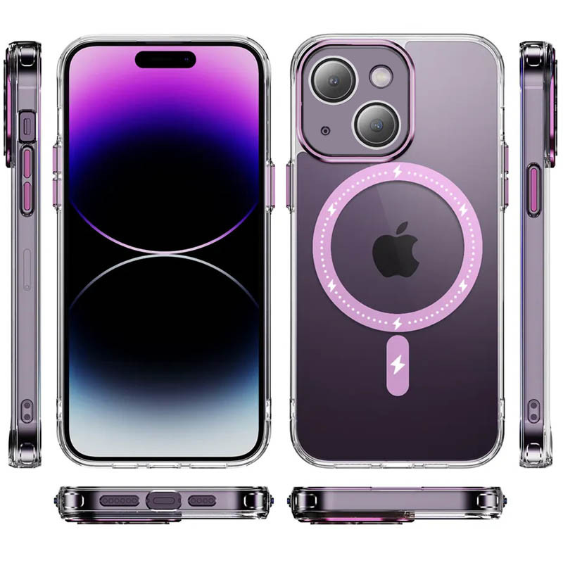 Фото Чехол TPU+PC Colorful with Magnetic Safe для Apple iPhone 14 (6.1") (Pink) на vchehle.ua
