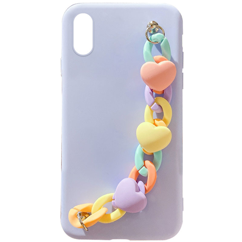 Чехол Chained Heart c подвесной цепочкой для Apple iPhone XR (6.1") (Lilac Blue)