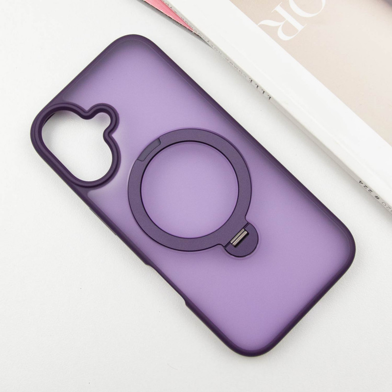 Фото TPU+PC чохол Metal Buttons with Magnetic Safe Colorful HQ Ring для Apple iPhone 16 (6.1") (Purple) на vchehle.ua