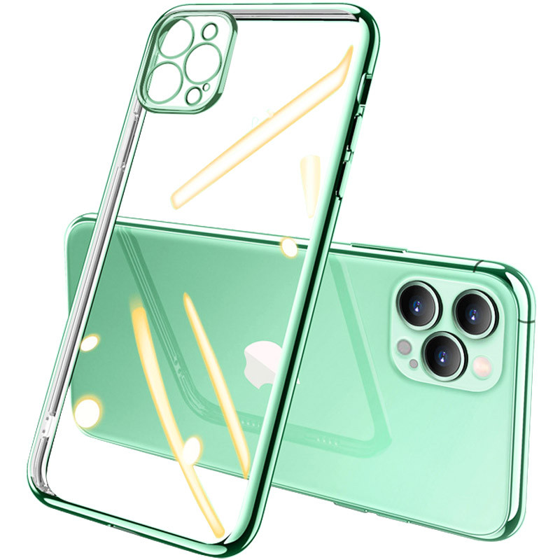 Прозрачный силиконовый чехол глянцевая окантовка Full Camera для Apple iPhone 11 Pro (5.8") (Зеленый)