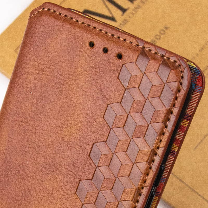 Замовити Шкіряний чохол-книжка GETMAN Cubic (PU) на Xiaomi Redmi Note 14 Pro 5G / 14 Pro+ (Коричневий) на vchehle.ua