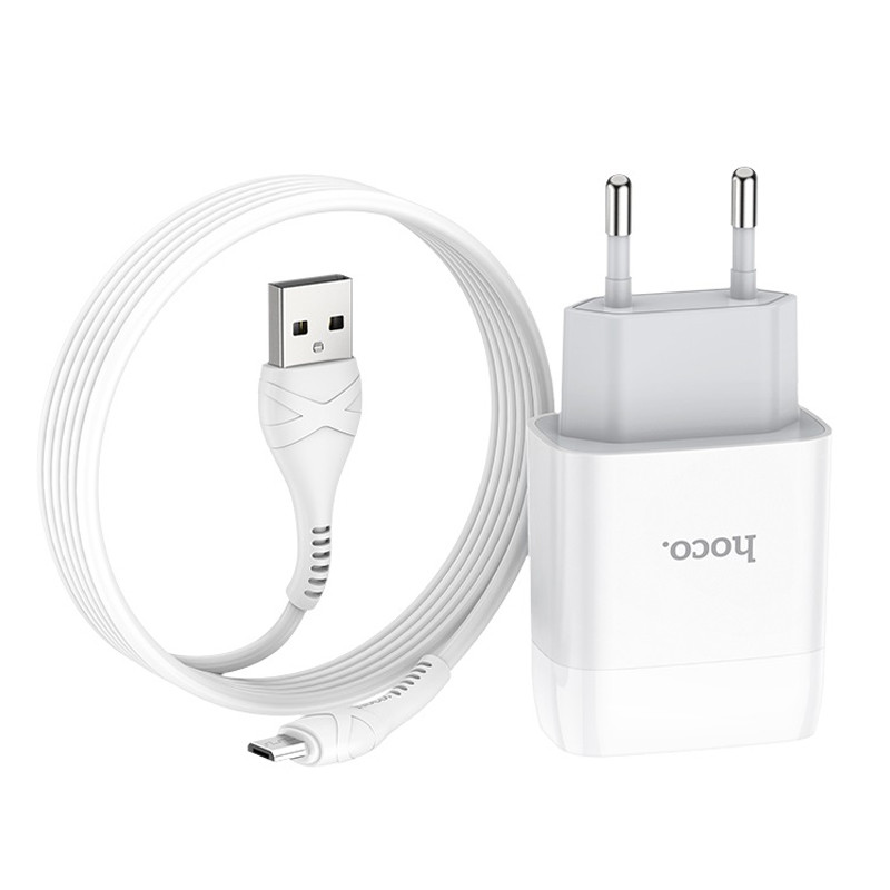 СЗУ Hoco C73A Glorious 2.4A (2USB-A) + кабель USB to MicroUSB (Белый)