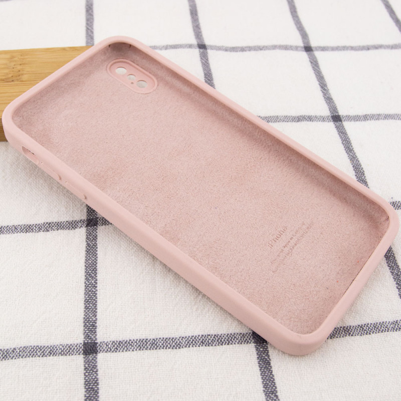 Фото Чохол Silicone Case Square Full Camera Protective (AA) для Apple iPhone X / XS (5.8") (Рожевий / Pink Sand) в маназині vchehle.ua