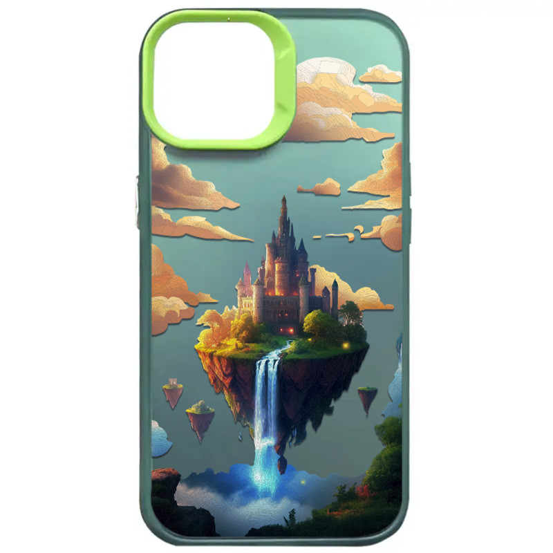 TPU+PC чехол TakiTaki Fantasy magic glow для Apple iPhone 15 (6.1") (Sky castle - Green)