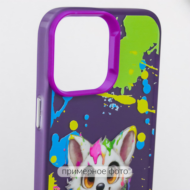 TPU+PC чохол TakiTaki Graffiti magic glow на Samsung Galaxy S23 Ultra (Cute wolf / Purple) в магазині vchehle.ua