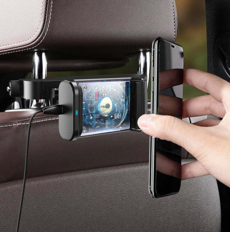 Купить Автодержатель с БЗУ Baseus Wireless Charger Energy Storage Backseat Holder (WXHZ-01) (Черный) на vchehle.ua