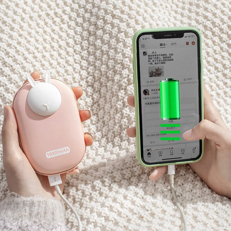 Фото Портативний ЗП Power Bank Epik GXZ-N705 2in1 із обігрівачем для рук 10000 mAh (Pink / Rabbit) на vchehle.ua