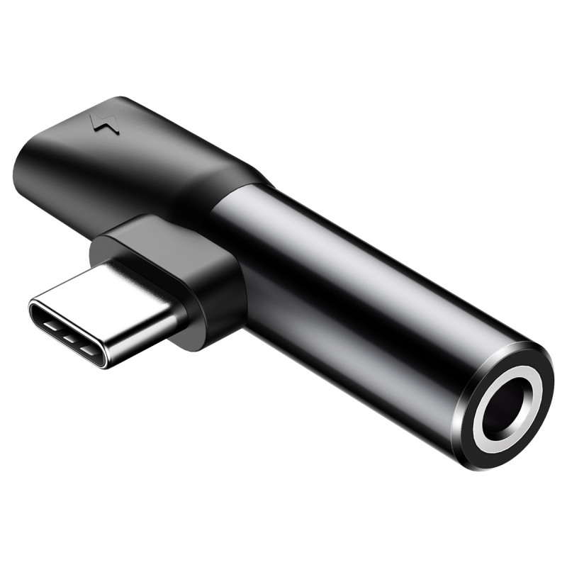 Фото Уценка Переходник Baseus L41 Type-C to Type-C + 3.5mm (CATL41) (Поврежденная упаковка / Черный) на vchehle.ua