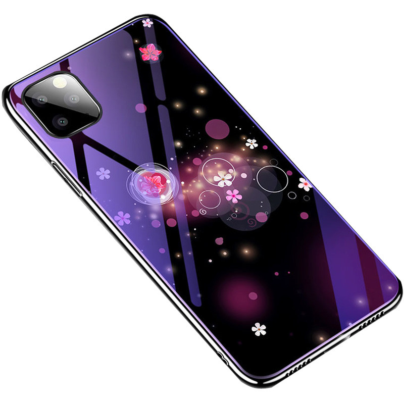 

TPU+Glass чехол Fantasy с глянцевыми торцами для Apple iPhone 11 Pro (5.8") (Пузырьки и цветы) 767065