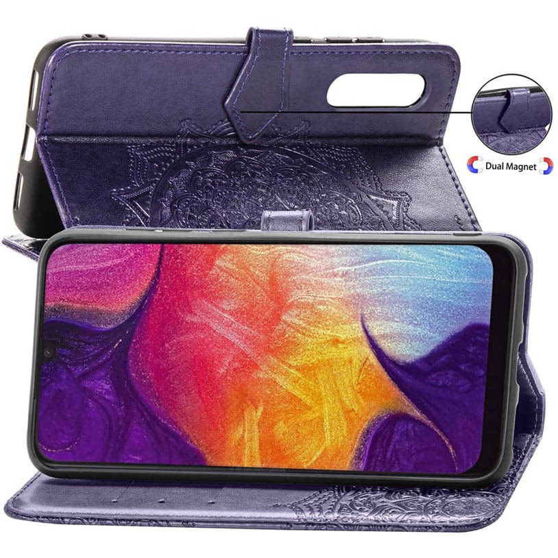 Фото Шкіряний чохол-книжка Art Case з візитницею на Samsung Galaxy A70 (A705F) (Фіолетовий) на vchehle.ua