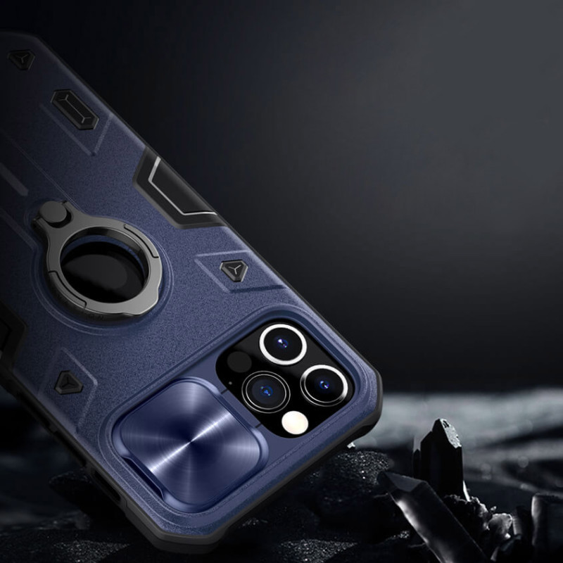 TPU+PC чохол Nillkin CamShield Armor (шторка на камеру) на Apple iPhone 12 Pro / 12 (6.1") (Синій) в магазині vchehle.ua