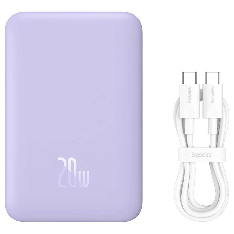 Портативное ЗУ Power Bank Baseus Magnetic Mini Air 20W c БЗУ 10000 mAh P10059001313 (Nebula Purple) в магазине vchehle.ua