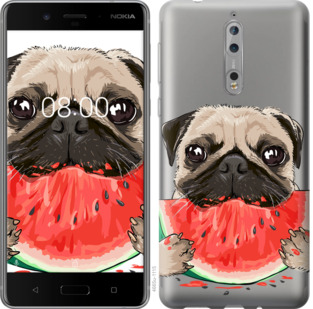 

Чохол Мопс і кавун на Nokia 8 843964