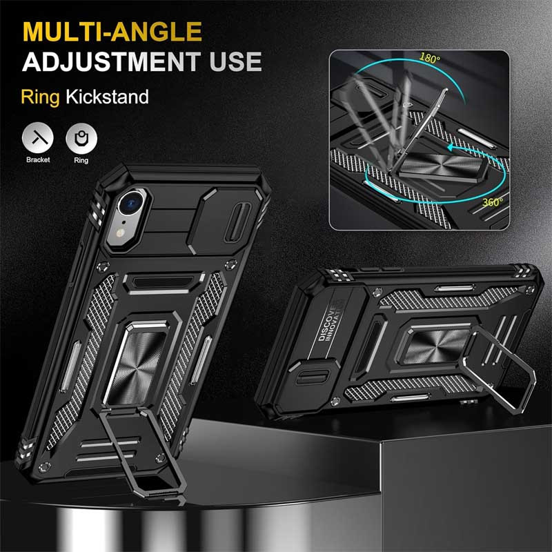Фото Удароміцний чохол Camshield Army Ring на Apple iPhone XR (6.1") (Чорний / Black) на vchehle.ua