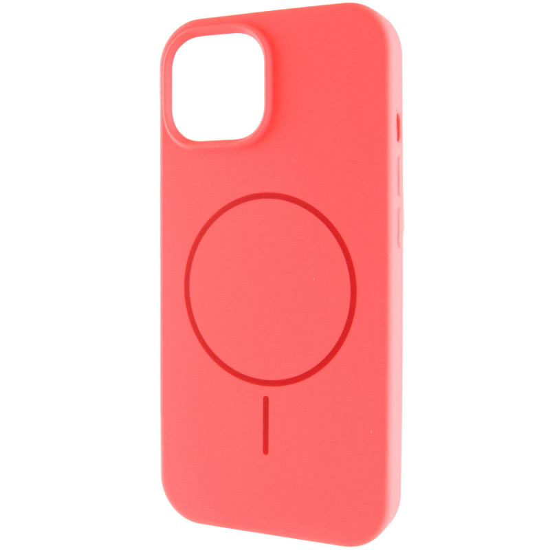 Чохол Silicone Case Full Protective (AA) NO LOGO with Magnetic Safe на Apple iPhone 15 (6.1") (Кавуновий / Watermelon red)