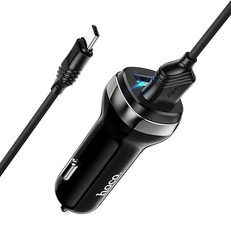 Фото АЗП Hoco Z40 Superior 2.4A (2USB-A) + кабель USB to Type-C (Чорний) на vchehle.ua