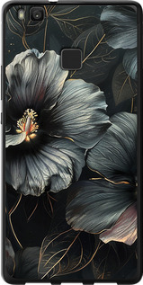 Чехол Черные цветы для Huawei P9 Lite