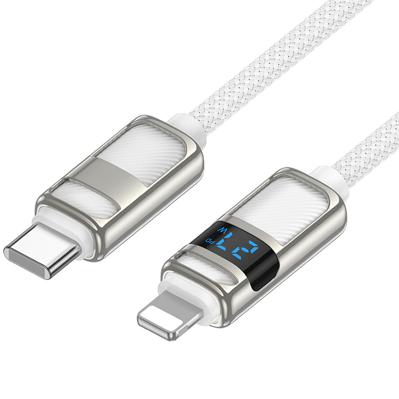 Фото Дата кабель Hoco U137 Line with display Type-C to Lightning 27W (1.2m) (White) в магазине vchehle.ua
