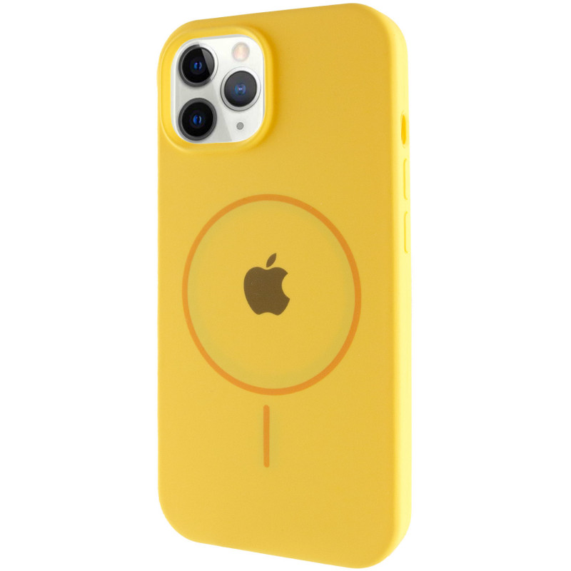 Чехол Silicone Case Full Protective (AA) with Magnetic Safe для Apple iPhone 11 Pro Max (6.5") (Желтый / Yellow)