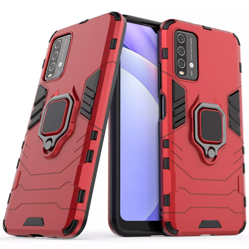 Фото Ударопрочный чехол Transformer Ring for Magnet для Xiaomi Redmi Note 9 4G / Redmi 9 Power / Redmi 9T (Красный / Dante Red) на vchehle.ua