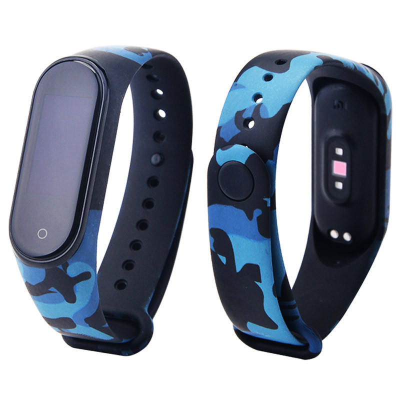 

Силіконовий ремінець з малюнком для Xiaomi Mi Band 5 / 6 (Хакі / Синій з черным) 926014