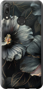 Чохол Чорні квіти для Huawei Y7 (2019)