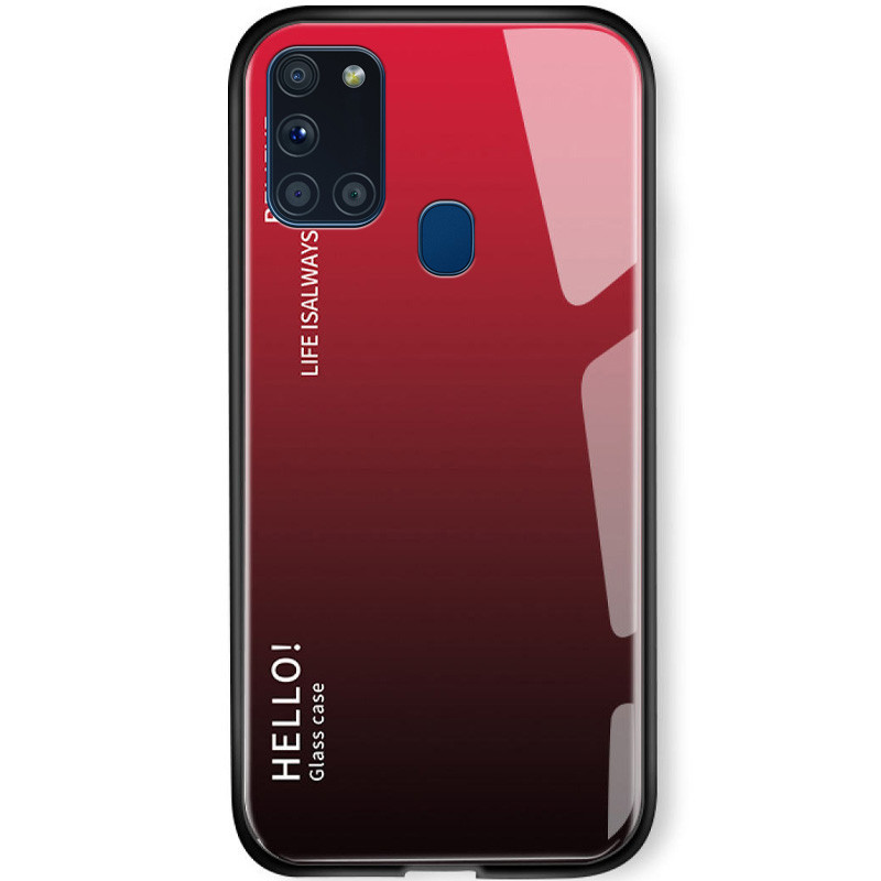 TPU+Glass чехол Gradient HELLO для Samsung Galaxy A21s (Красный)