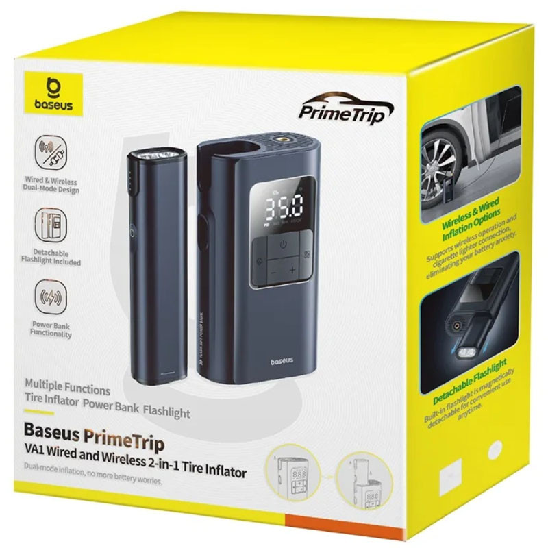 Заказать Портативный насос Baseus PrimeTrip VA1 2-in-1 1750 mAh (C11169001121-00) (Cosmic Black) на vchehle.ua