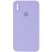 Чехол Silicone Case Square Full Camera Protective (AA) для Apple iPhone XS / X (5.8") (Сиреневый / Dasheen)
