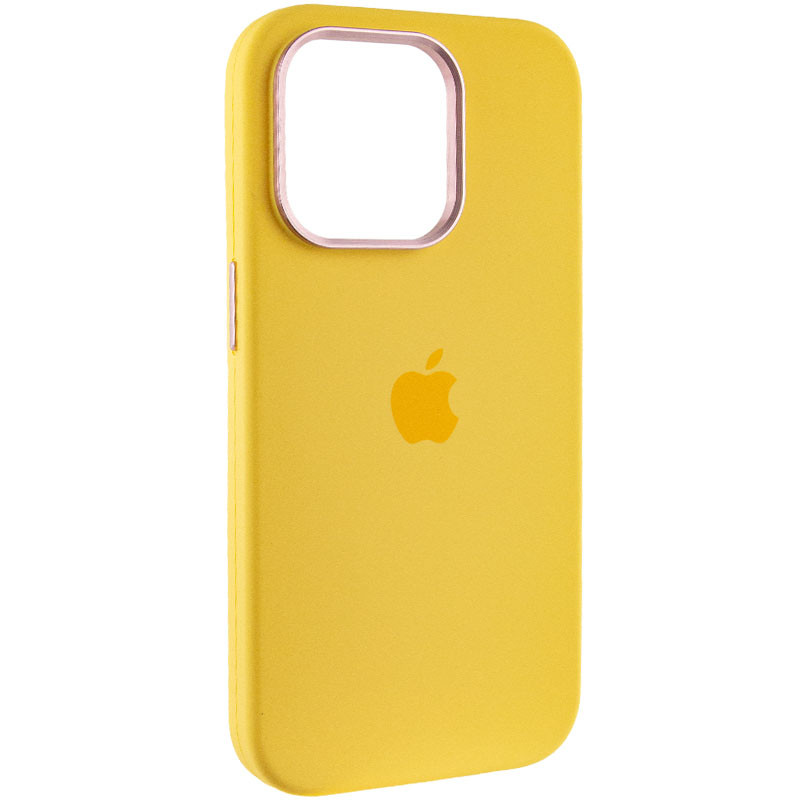 Чехол Silicone Case Metal Buttons (AA) для Apple iPhone 13 Pro Max (6.7") (Желтый / Sunglow)