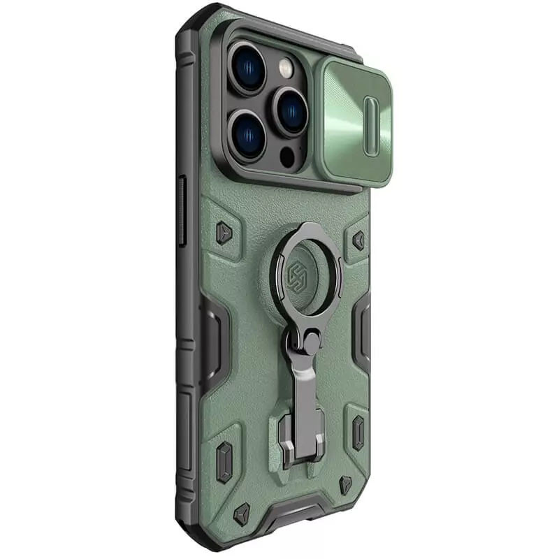 Фото TPU+PC чехол Nillkin CamShield Armor Pro no logo (шторка на камеру) для Apple iPhone 14 Pro (6.1") (Зеленый) на vchehle.ua