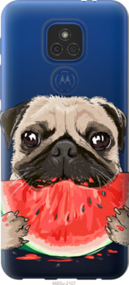 Чехол Мопс и арбуз для Motorola E7 Plus