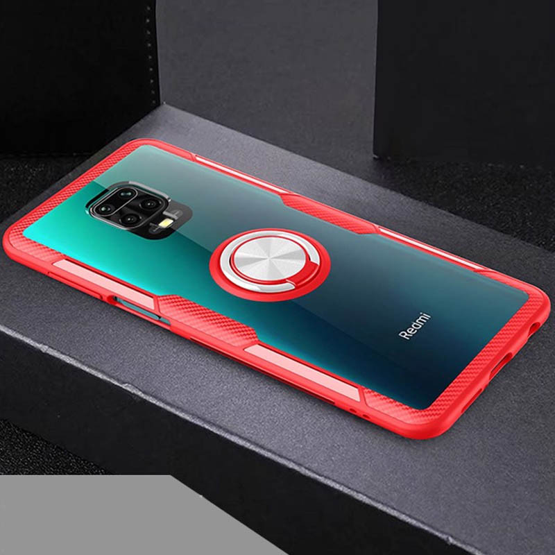 

TPU+PC чохол Deen CrystalRing for Magnet (opp) для Xiaomi Redmi Note 9 Pro (Прозорий / Червоний) 903288