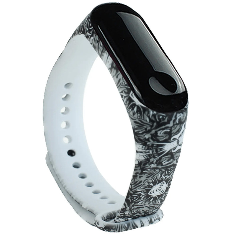 

Силіконовий ремінець з малюнком для Xiaomi Mi Band 5 / 6 (Візерунки / Чорно-білий) 926008