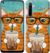Чехол Зеленоглазый кот в очках для Realme 6