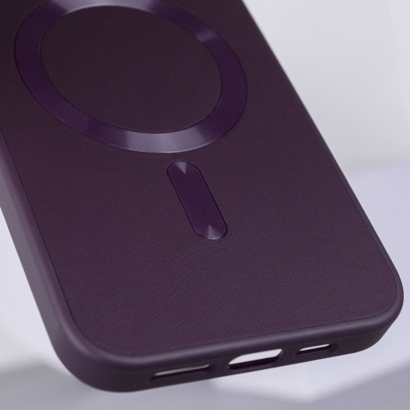 Шкіряний чохол Bonbon Leather Metal Style with Magnetic Safe на Apple iPhone 12 Pro / 12 (6.1") (Фіолетовий / Dark Purple) в магазині vchehle.ua