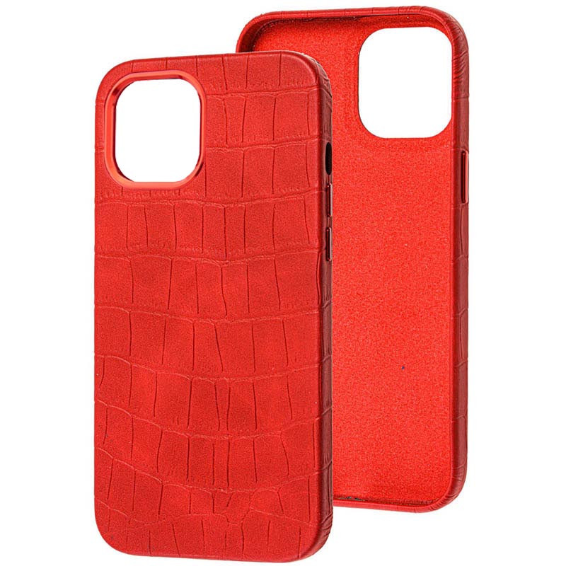 Шкіряний чохол Croco Leather на Apple iPhone 14 Pro (6.1") (Red)
