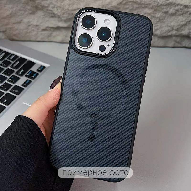 Фото Чохол TPU+PC Carbon Mirage with Magnetic safe на Apple iPhone 16 (6.1") (Black) на vchehle.ua