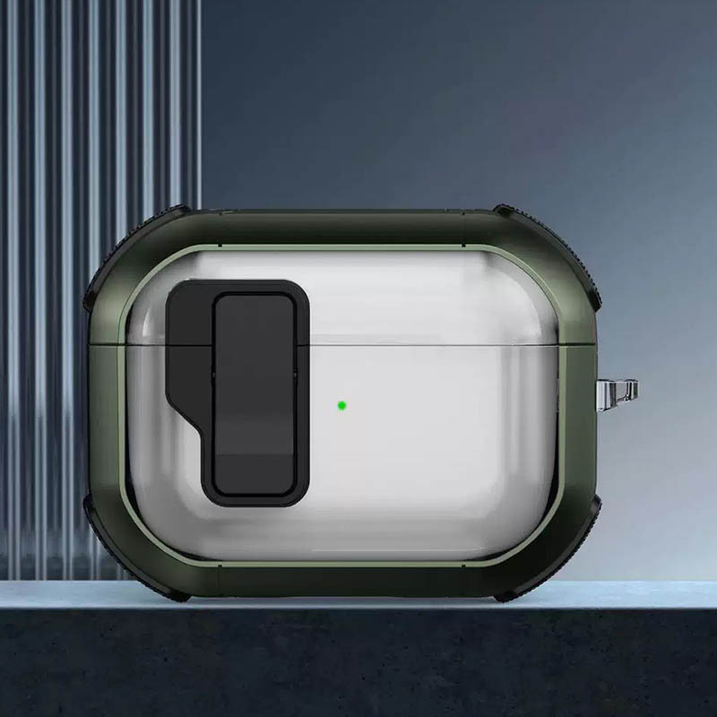 Фото Футляр противоударный Locking Button для наушников Airpods Pro 2 / Pro (Apple Green) на vchehle.ua