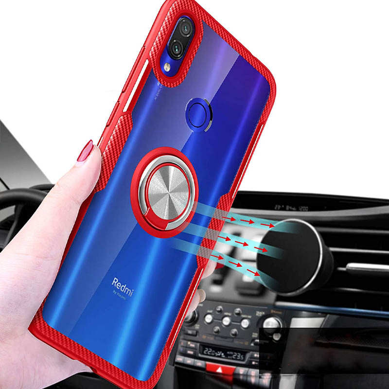 Фото TPU+PC чехол Deen CrystalRing for Magnet (opp) для Xiaomi Redmi Note 7 / Note 7 Pro / Note 7s (Бесцветный / Красный) на vchehle.ua