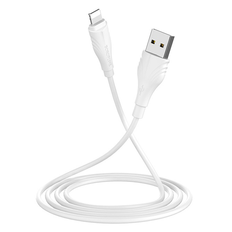 Купити Дата кабель Borofone BX18 Optimal USB to Lightning (2m) (Білий) на vchehle.ua