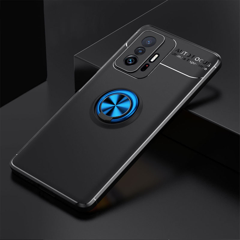 

TPU чохол Deen ColorRing під магнітний тримач (opp) для Xiaomi 11T (Чорний / Синій) 1210640